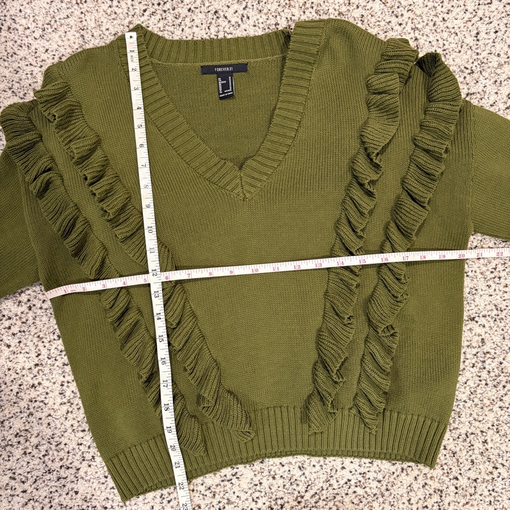 Forever 21 Green Ruffle Sweater - Picture 9 of 11